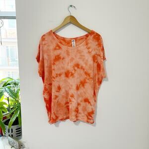 Joy Lab Orange Tie Dye Short Sleeve Top Size Large
